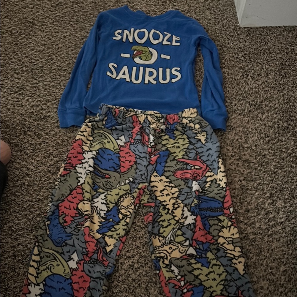 Blue Snooze Saurus Pajama Set